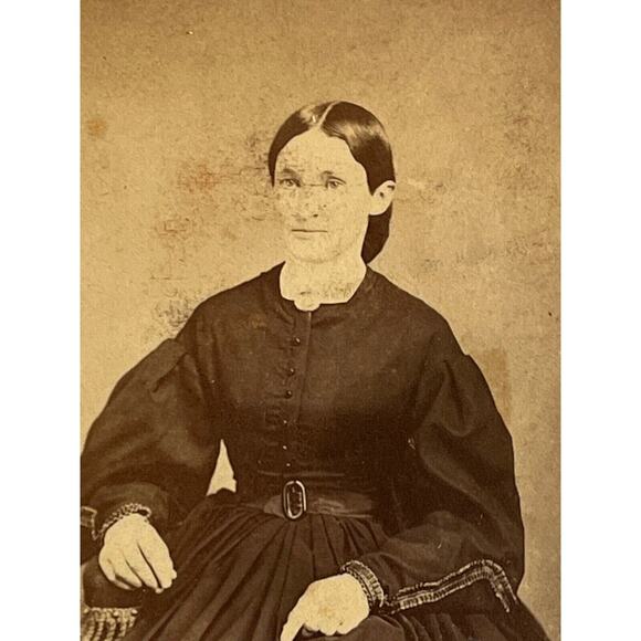 Antique Photography CDV Carte de Visite Sepia J Loveridge Fancy Dressed Woman - Picture 1 of 4